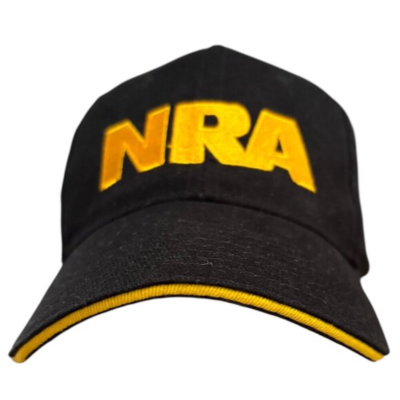 NRA‎ Black Baseball Cap Hat NWOT Adjustable Goldenrod Embroidered Front USA Flag - Picture 1 of 7